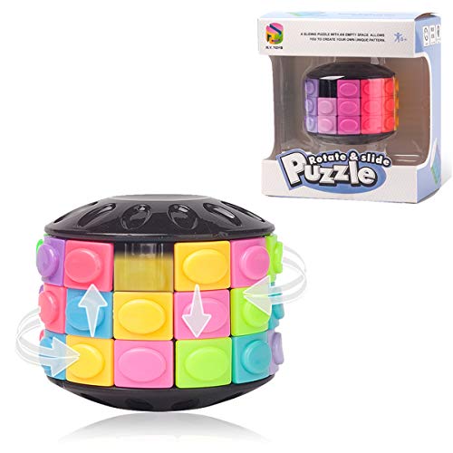 R Y TOYS Fidget Toy Magic Cube Puzzle Brain Teasers for Adults Cylinder Rotate Slide Logic Restless Hand Game Trick Puzzle Gift for Kids Child 12 Colors x 3 Layers